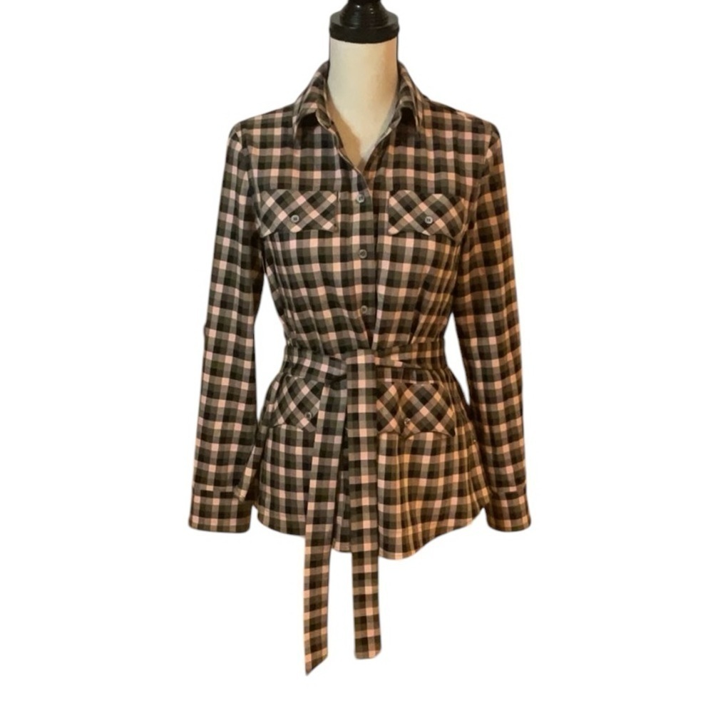 PEARL by Lela Rose Checked Button Shirt Sz-XS